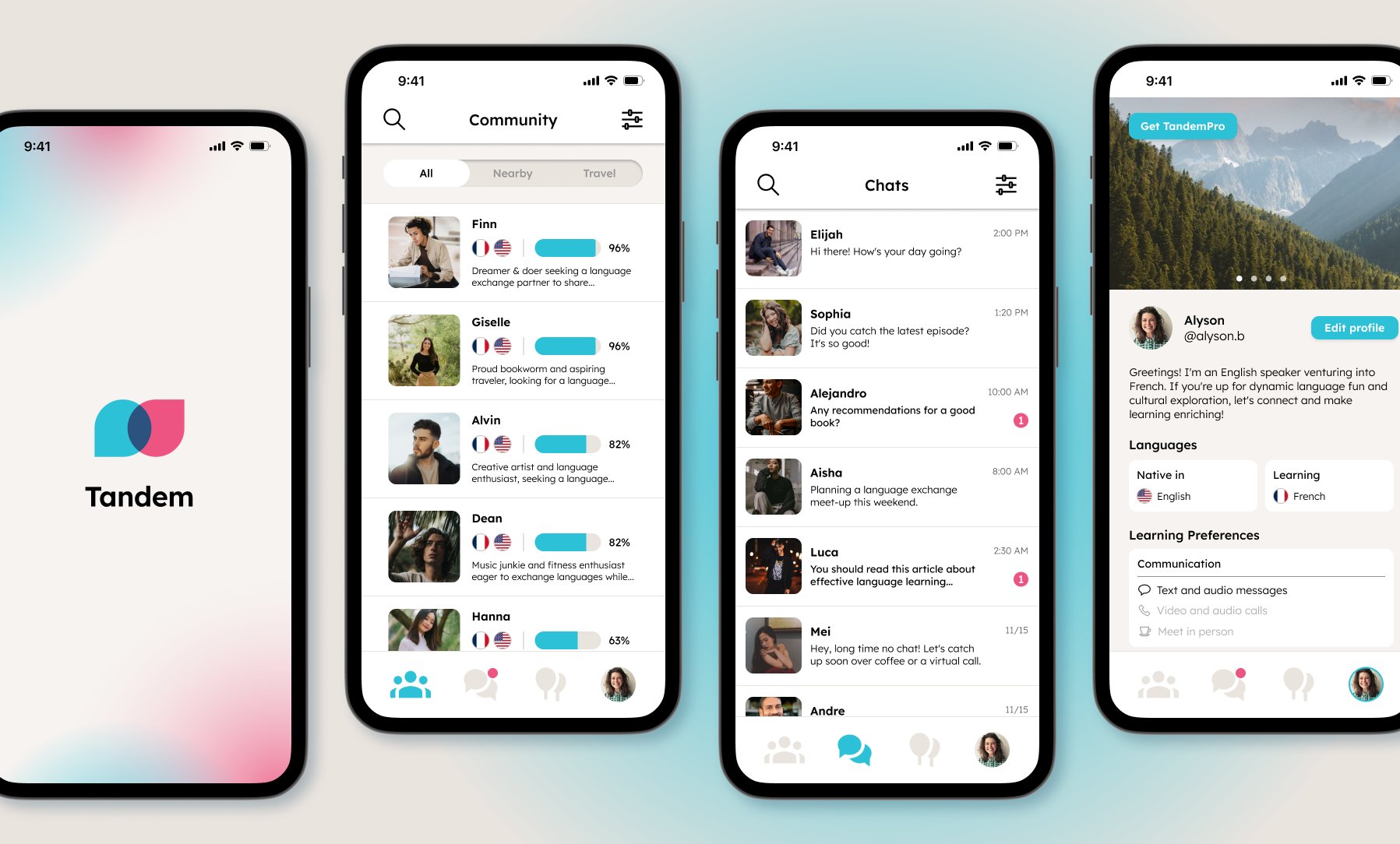 Tandem app redesign images